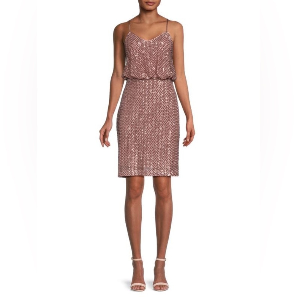 VINCE CAMUTO Sequined Blouson Sheath Dress Rose Pink Women’s Size 12